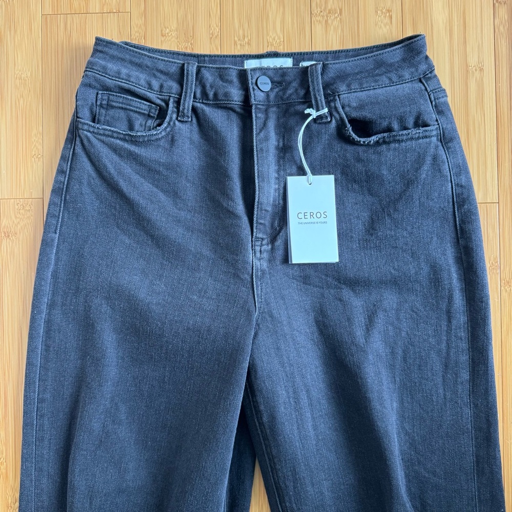 Piper and Scoot The Jack Wide Leg Distressed Jeans in Black. NWT! Size: 27 - Picture 3 of 10